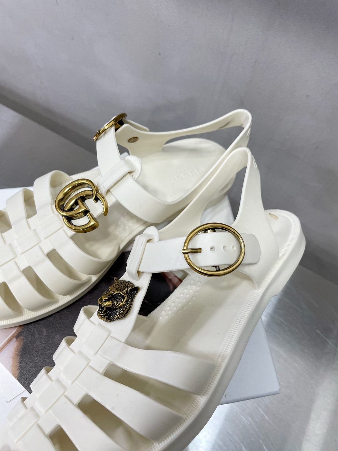 Gvc*1 Women’s Rubber Buckle Strap Sandal White For Women 463463