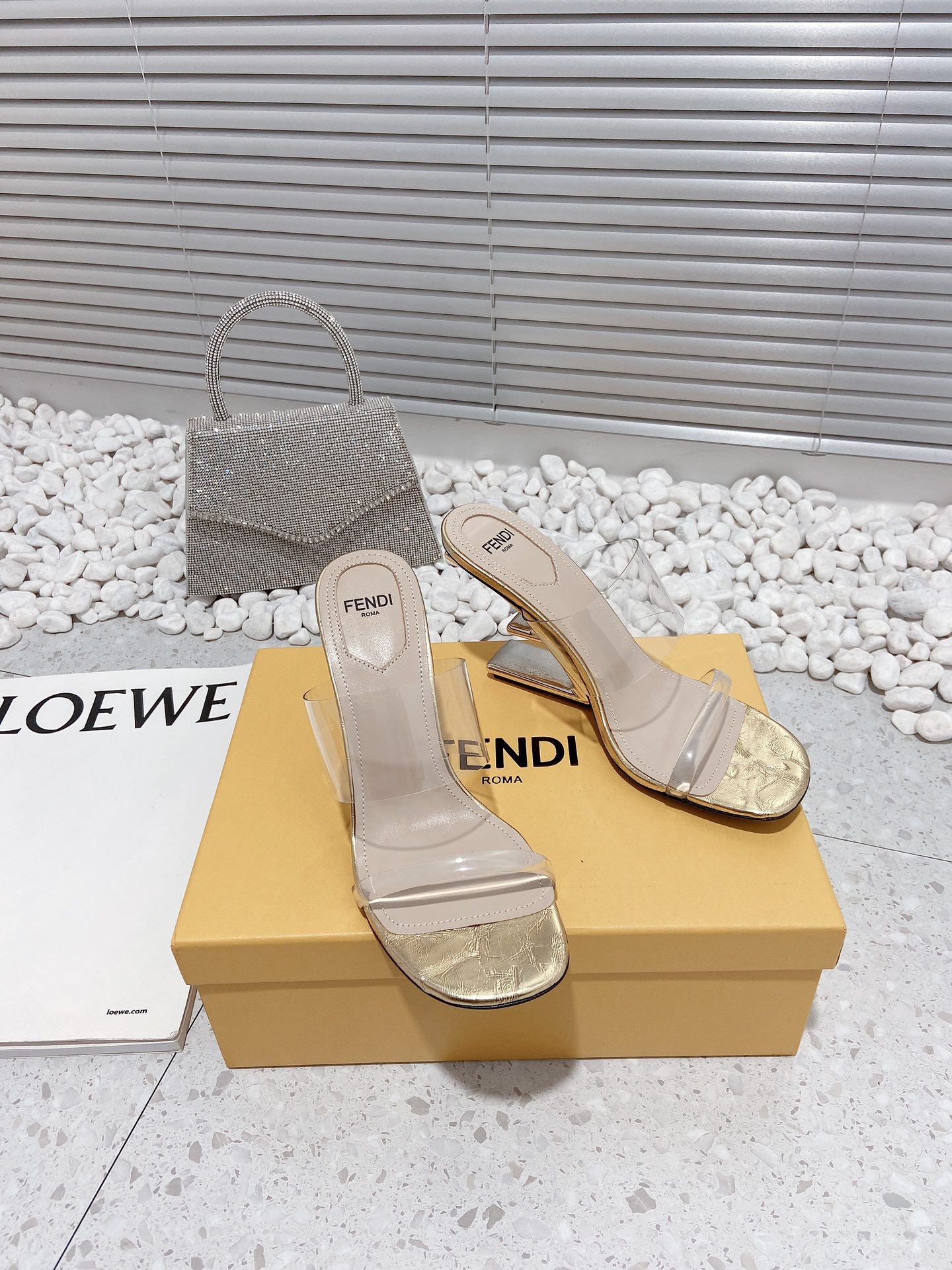 F**di First Gold Transparent High-Heeled Sandals For Women