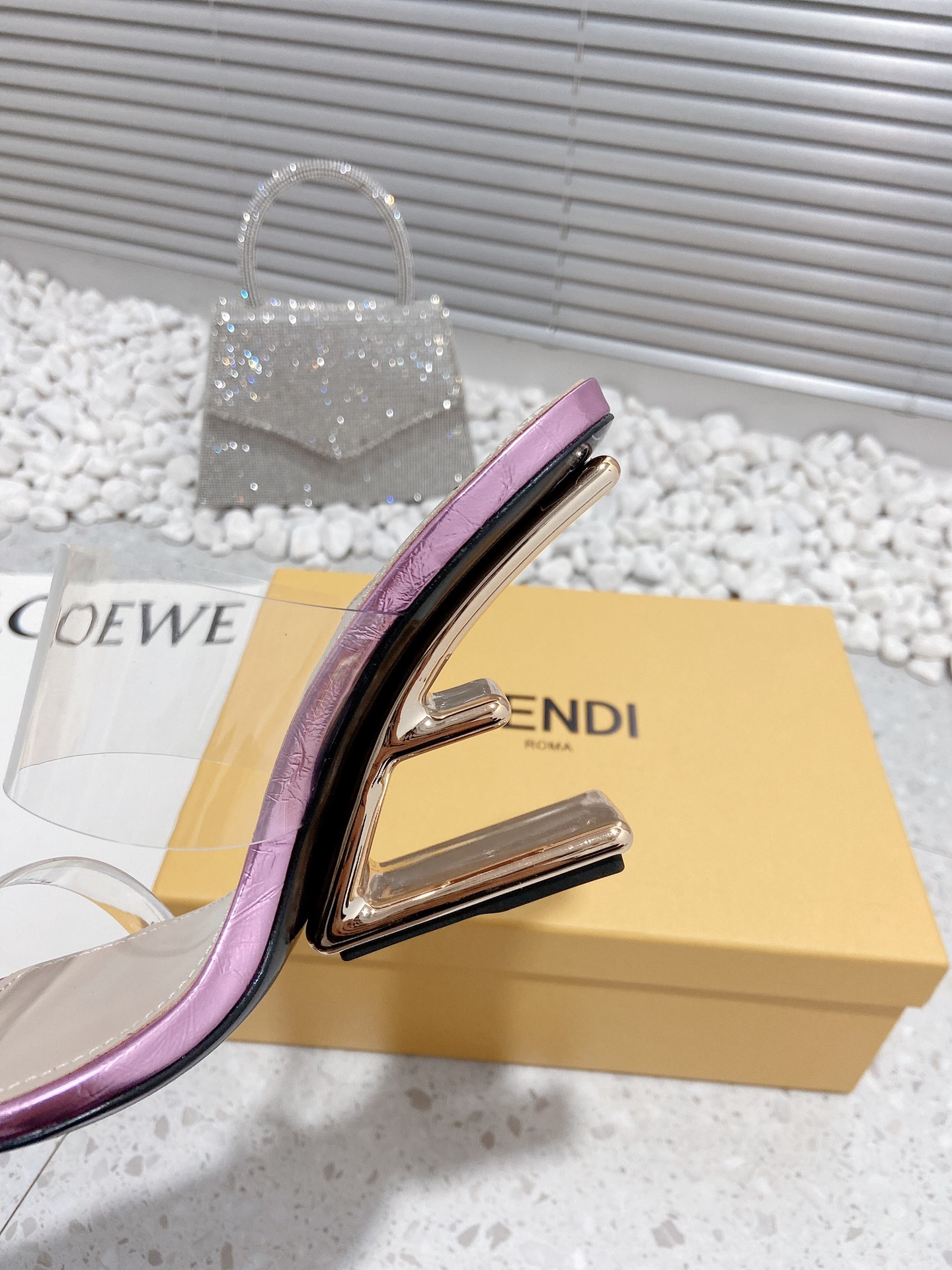 F**di First Pink Transparent High-Heeled Sandals For Women