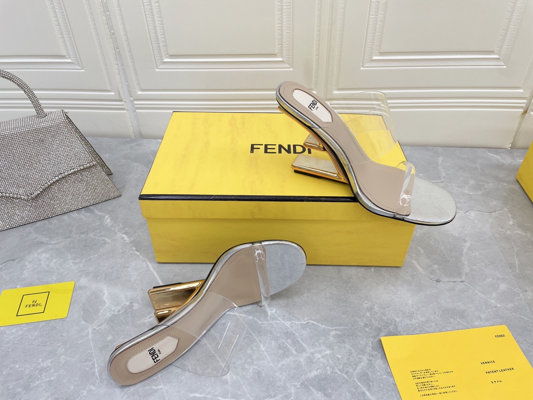 F**di First White Transparent High-Heeled Sandals For Women