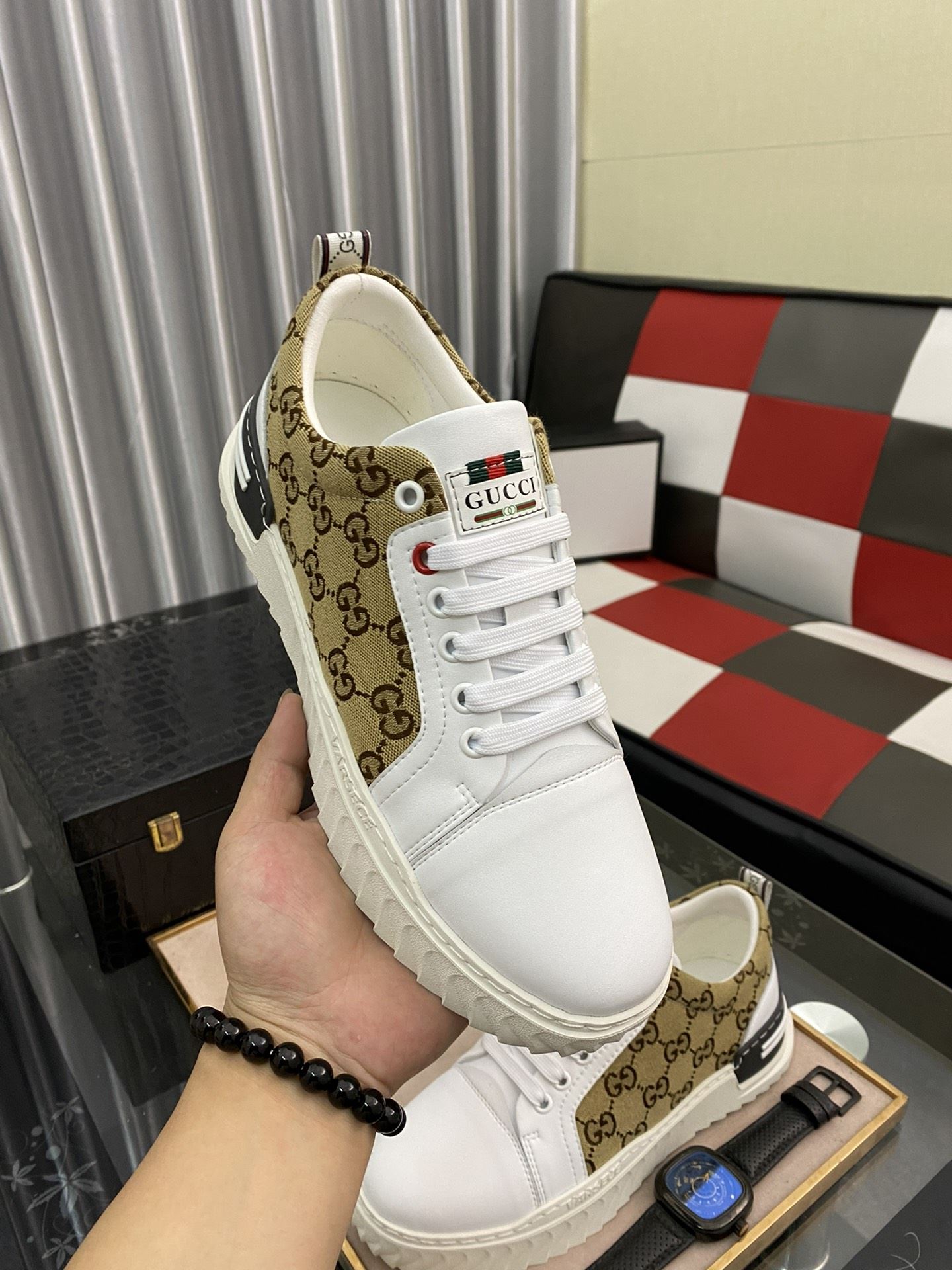 Gvc*1 Men’s GG Ace Sneaker Yellow And White For Men