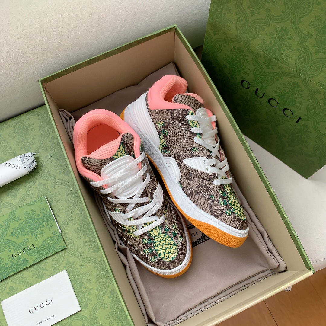 Gvc*1 Men’s Basket Sneaker Print Pineapple Brown Pink For Men 661301