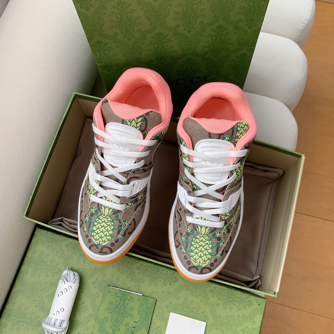 Gvc*1 Men’s Basket Sneaker Print Pineapple Brown Pink For Men 661301