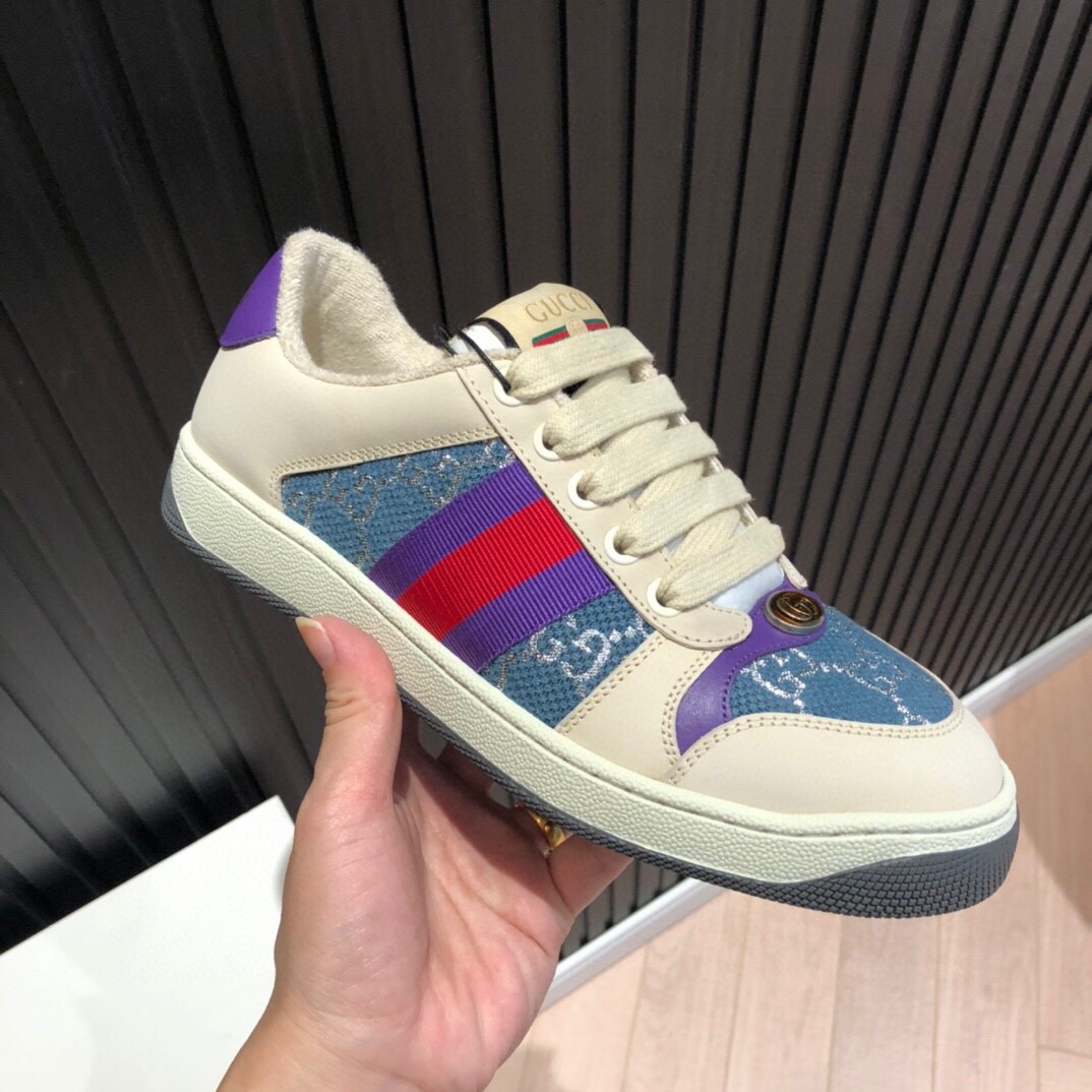 Gvc*1 Men’s Screener Low-Top Blue GG Lamé For Men 577684 2C830 4690