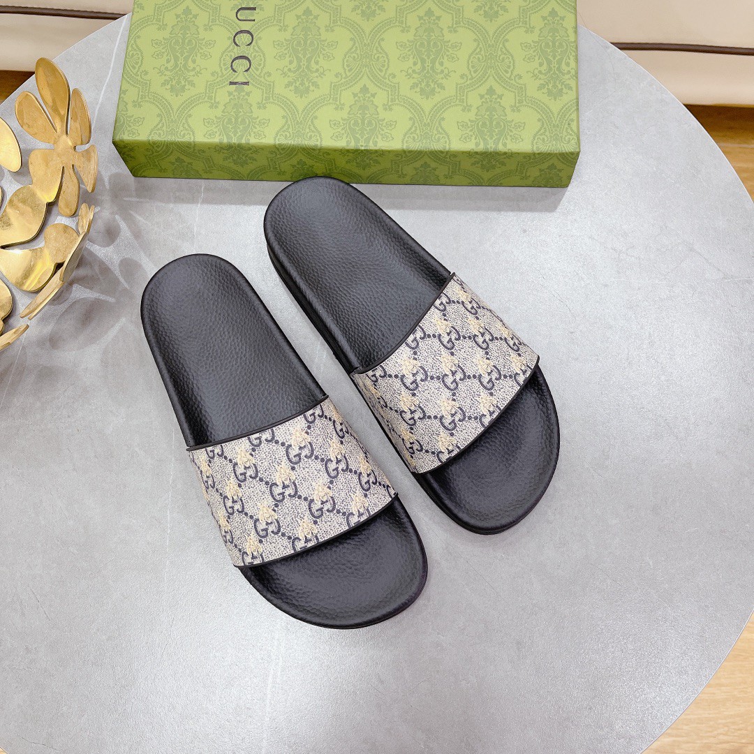 Gvc*1 Men’s GG Slide Sandal With Bees Black For Men 407345