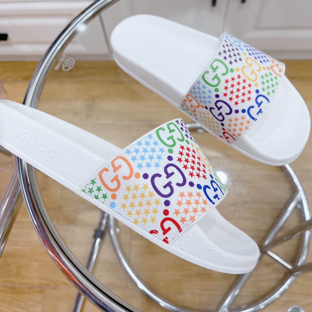 Gvc*1 Men’s GG Slide Sandal With Stars White For Men 407345