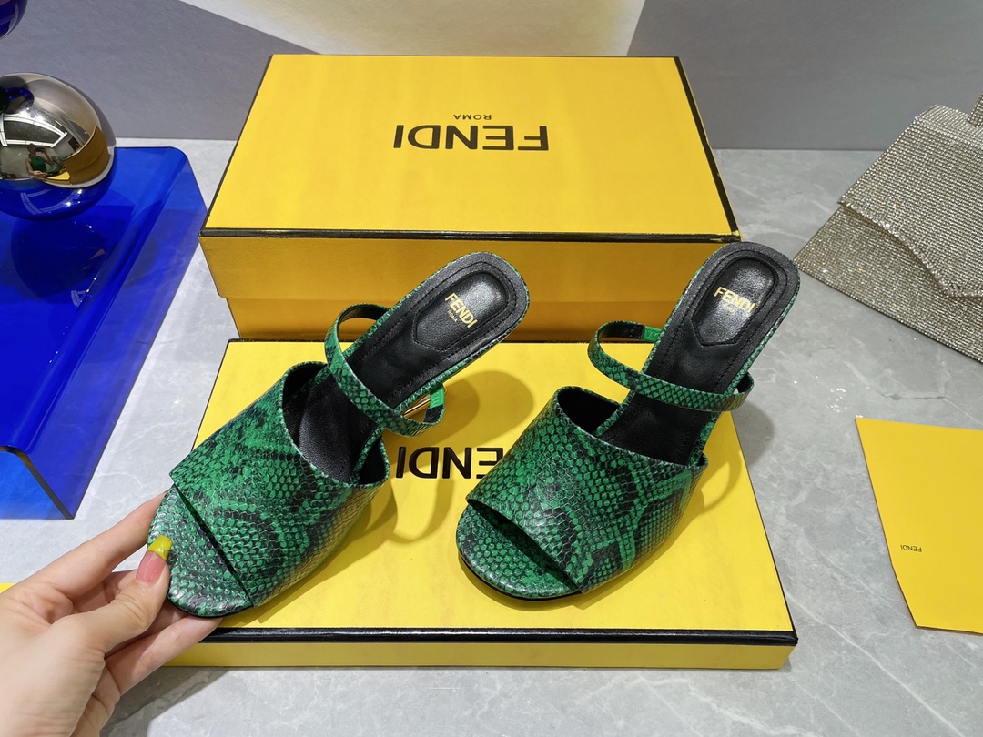 F**di First Green Python High-Heeled Sandals For Women
