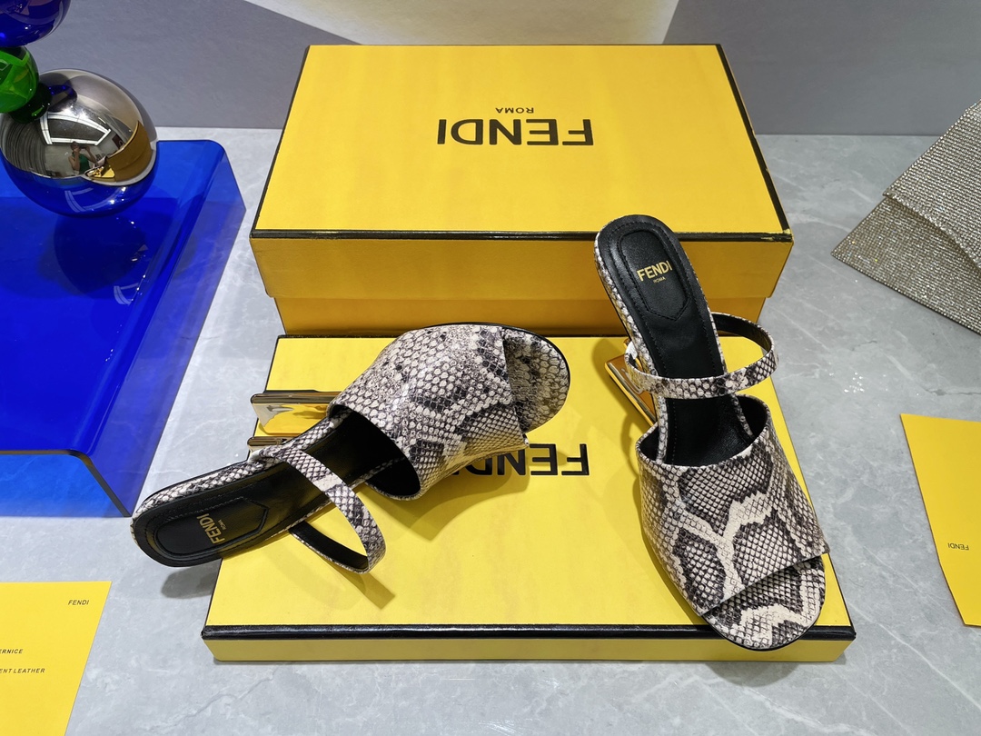 F**di First Brown Python High-Heeled Sandals For Women 8R8212AAEBF0RR7