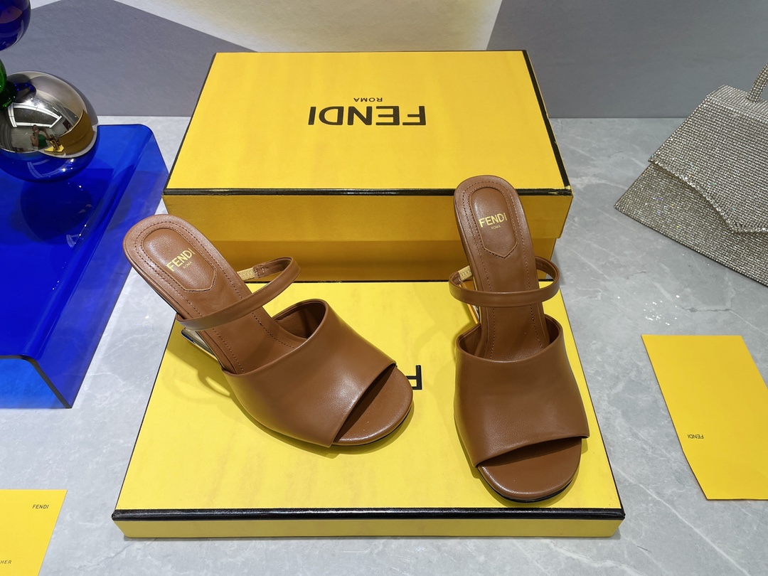 F**di First Brown High-Heeled Sandals For Women 8R8212NA7F148R