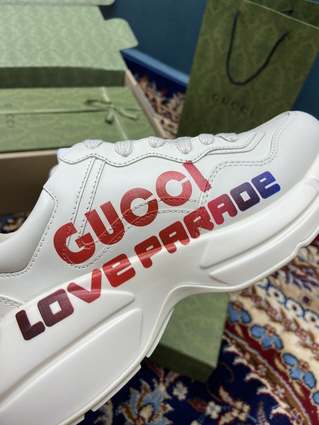 Gvc*1 Men’s Rhyton Sneakers With Gvc*1 Love Parade Red White Ivory For Men 524990‎