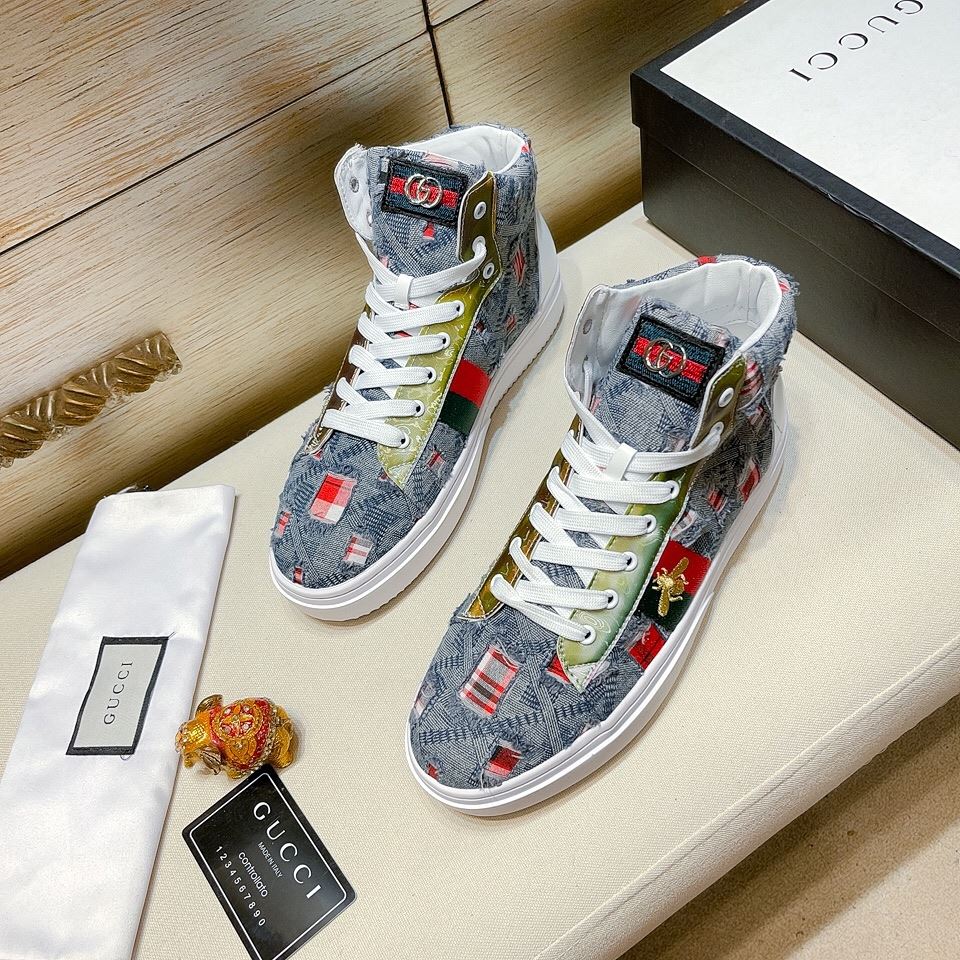 Gvc*1 Men’s Basket Jean’s High Top With Bee Sneaker Blue For Men