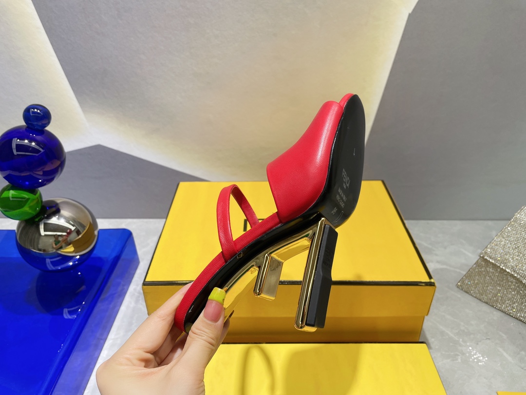 F**di First Red High-Heeled Sandals For Women