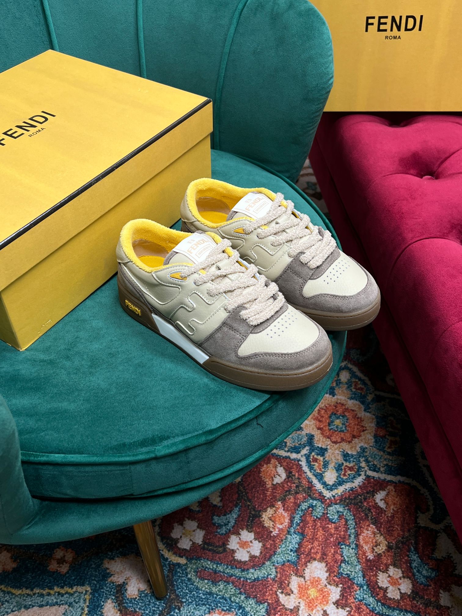 F**di Match Low Tops In Beige For Women 8E8252AHH2F1FHU