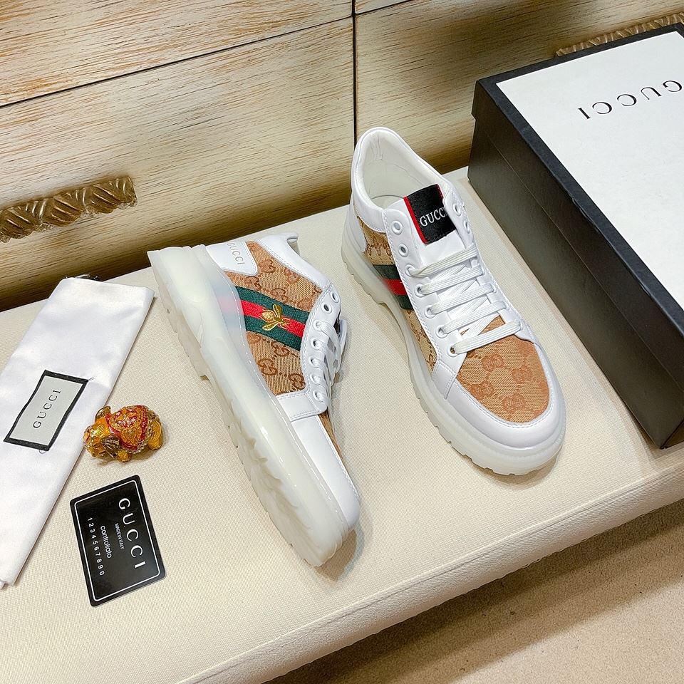 Gvc*1 Men’s GG With Web And Bee High Top Sneaker White For Men