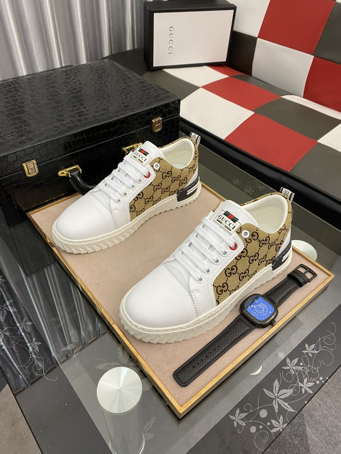 Gvc*1 Men’s GG Ace Sneaker Yellow And White For Men