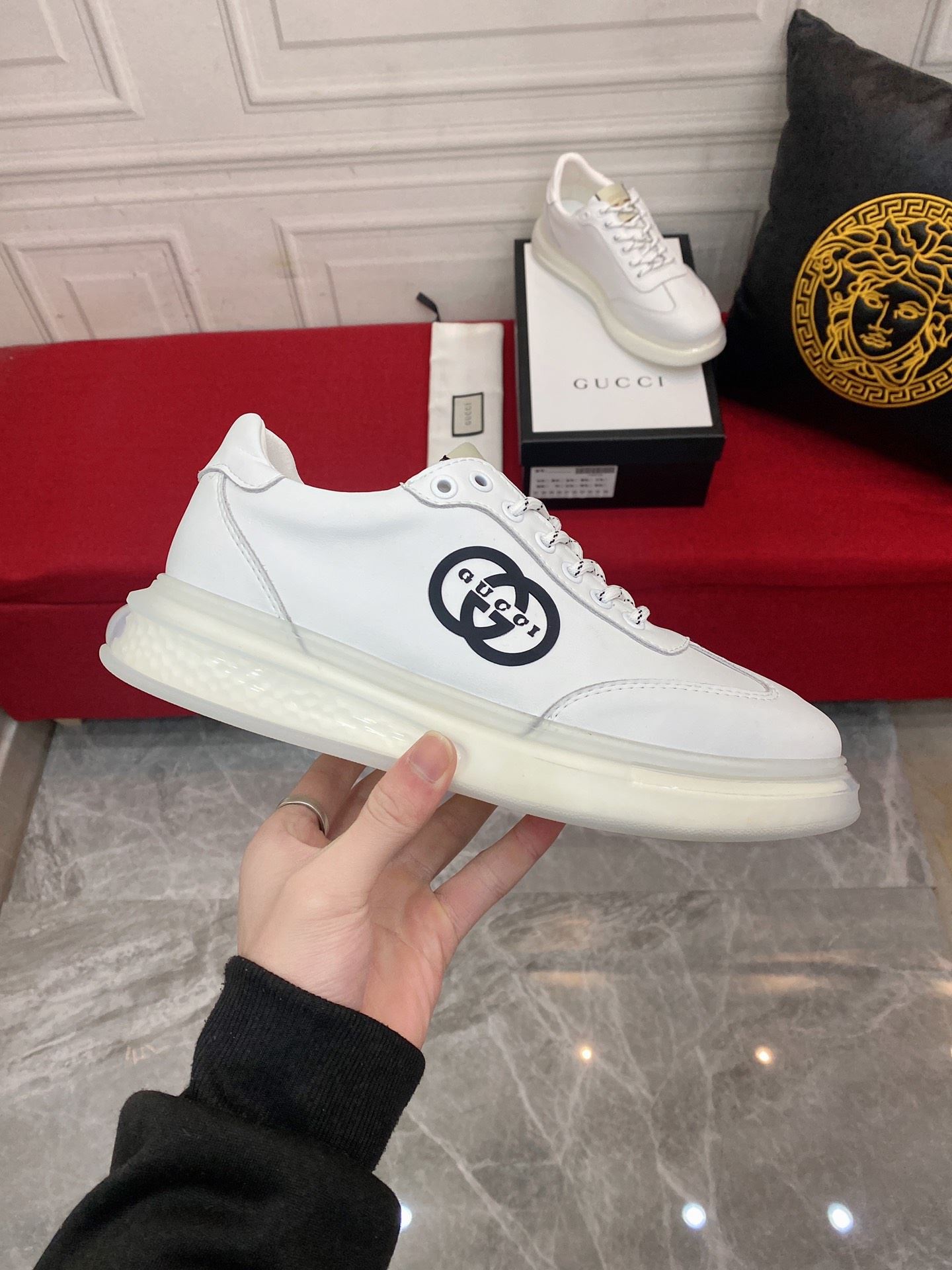 Gvc*1 Men’s Sneaker With GG Gvc*1 Print White For Men