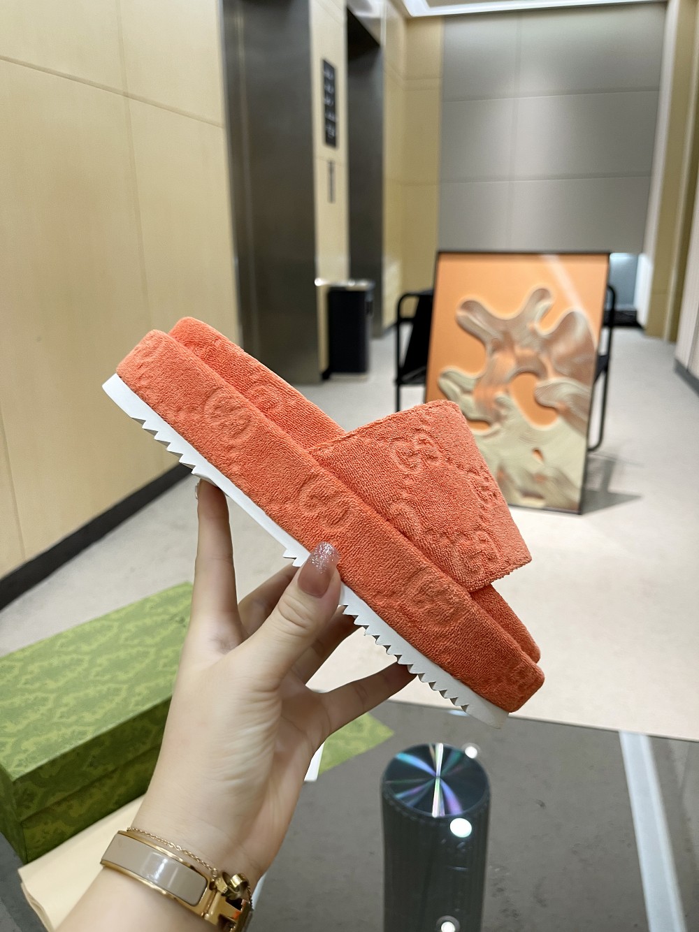 Gvc*1 Women’s GG Platform Sandal Orange For Women GG ‎700599 U2O00 7519