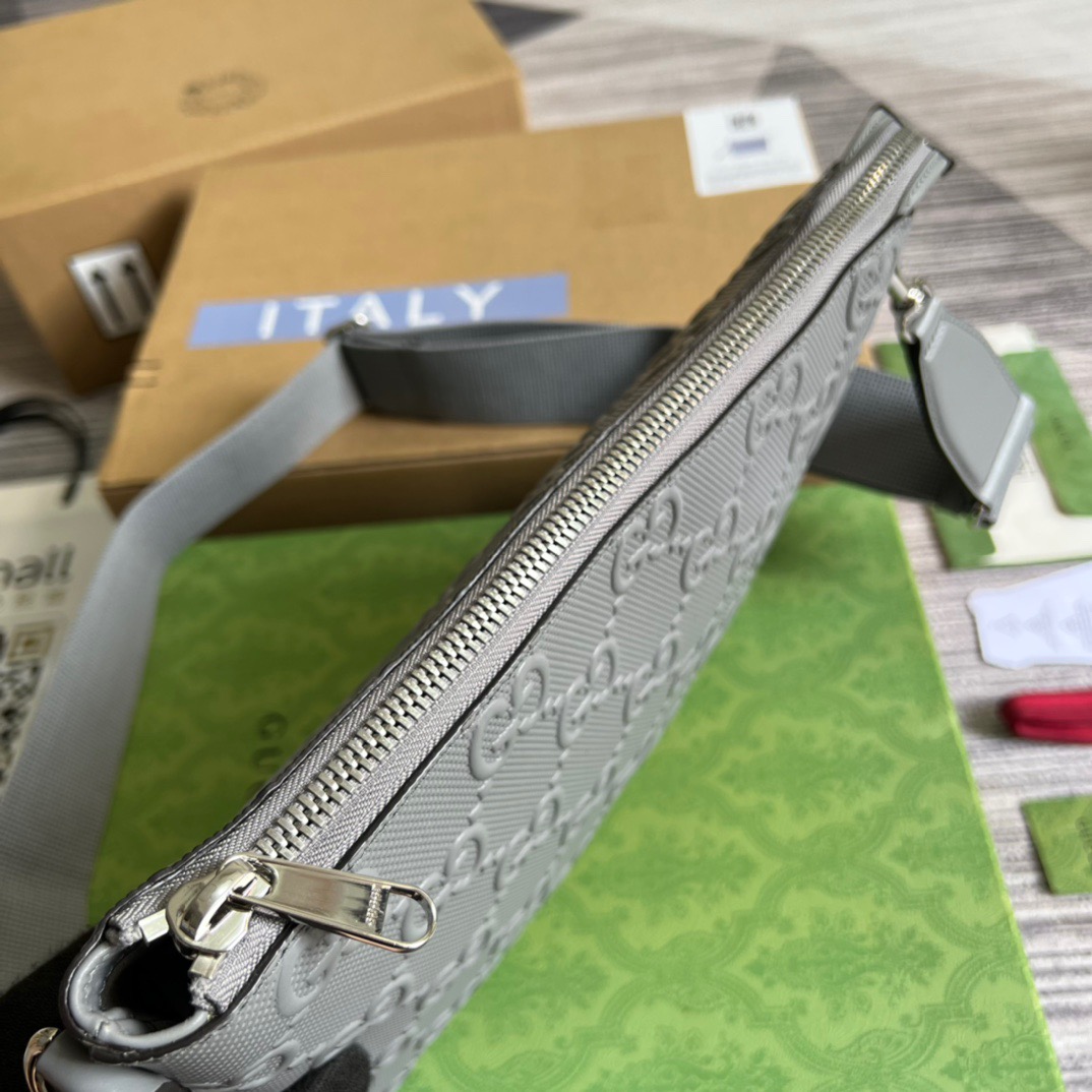 Gvc*1 GG Embossed Medium Messenger Bag Grey GG Embossed For Men 12in/31cm GG