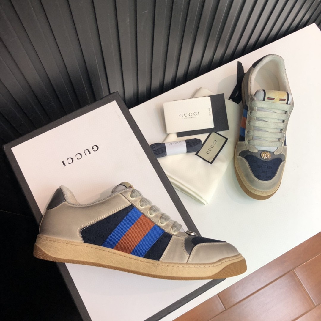 Gvc*1 Women’s GG Screener Distressed White Blue For Women 546551 99W20 4368