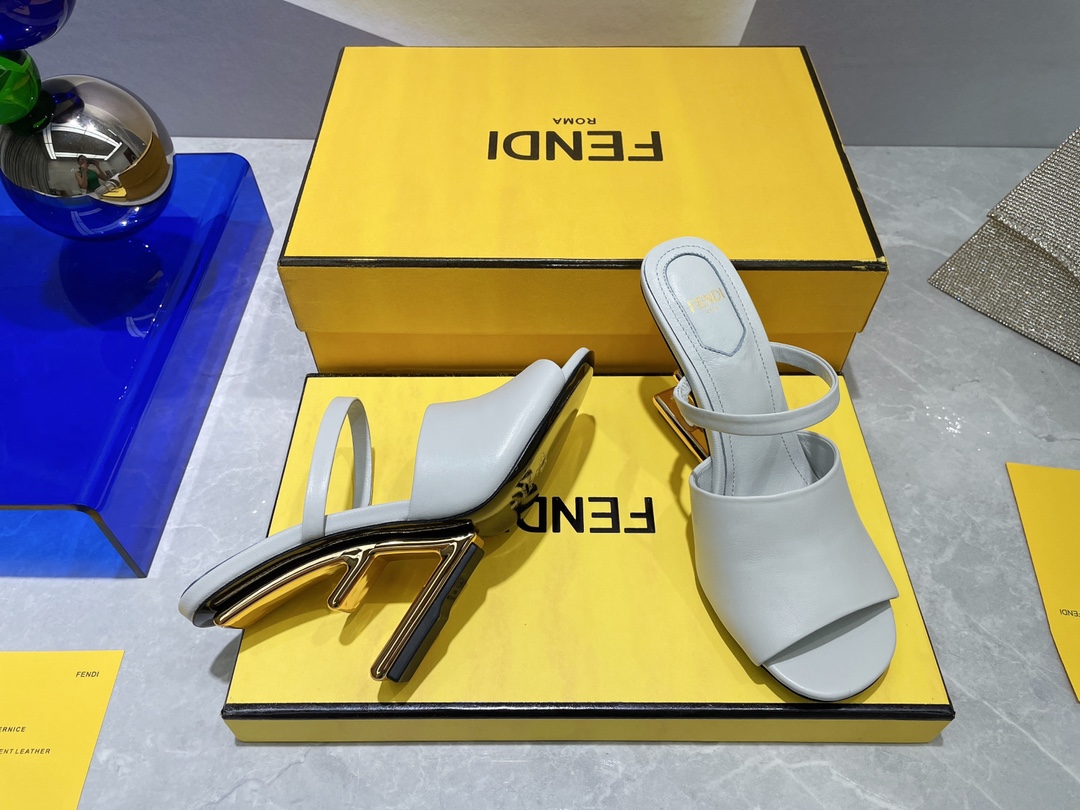 F**di First Grey High-Heeled Sandals For Women