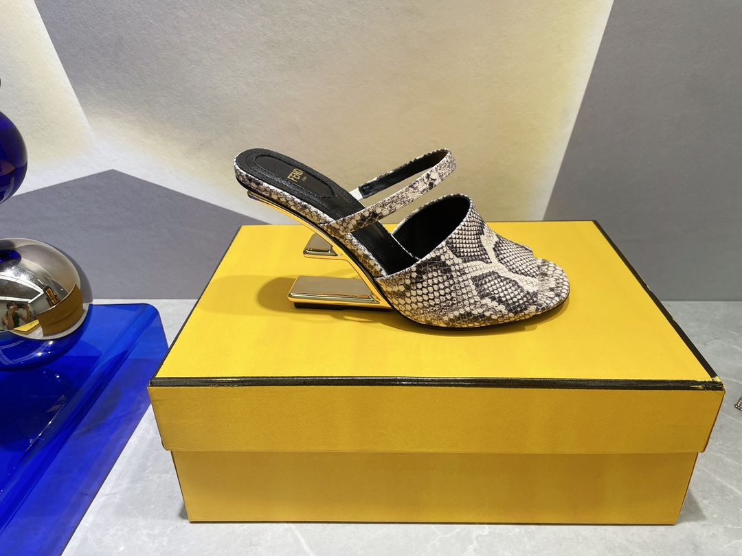 F**di First Brown Python High-Heeled Sandals For Women 8R8212AAEBF0RR7