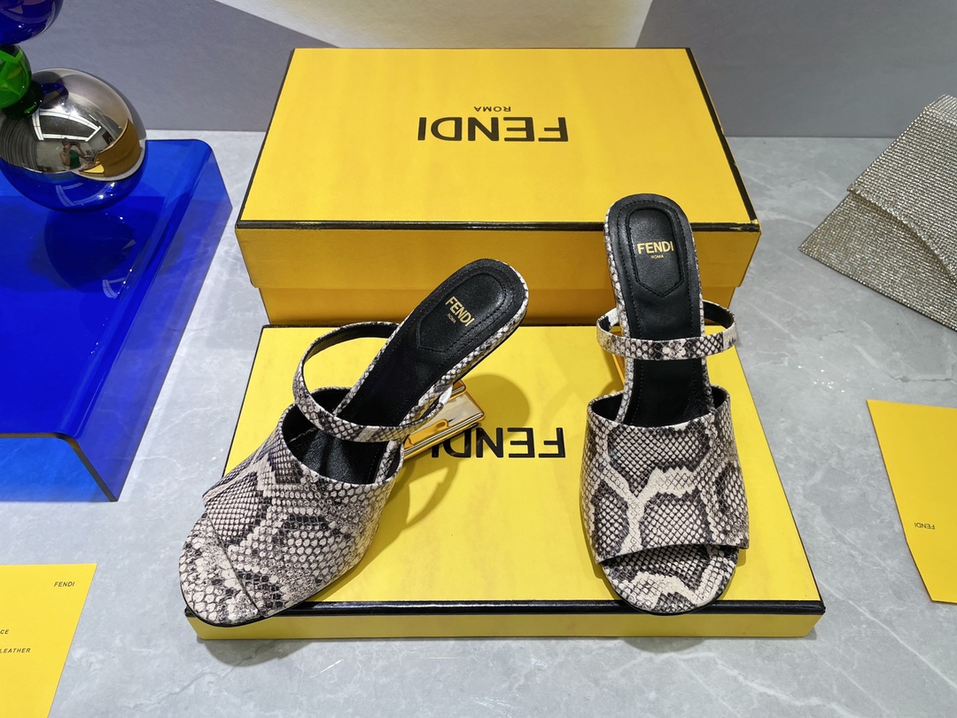 F**di First Brown Python High-Heeled Sandals For Women 8R8212AAEBF0RR7