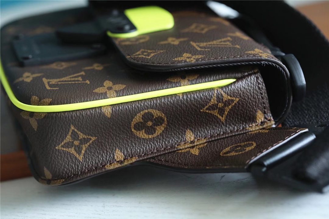 L0vis Vvtt0n S-Lock Sling Monogram Macassar Yellow For Men, Men’s Bags, Crossbody Bags 8.3in/21cm LV