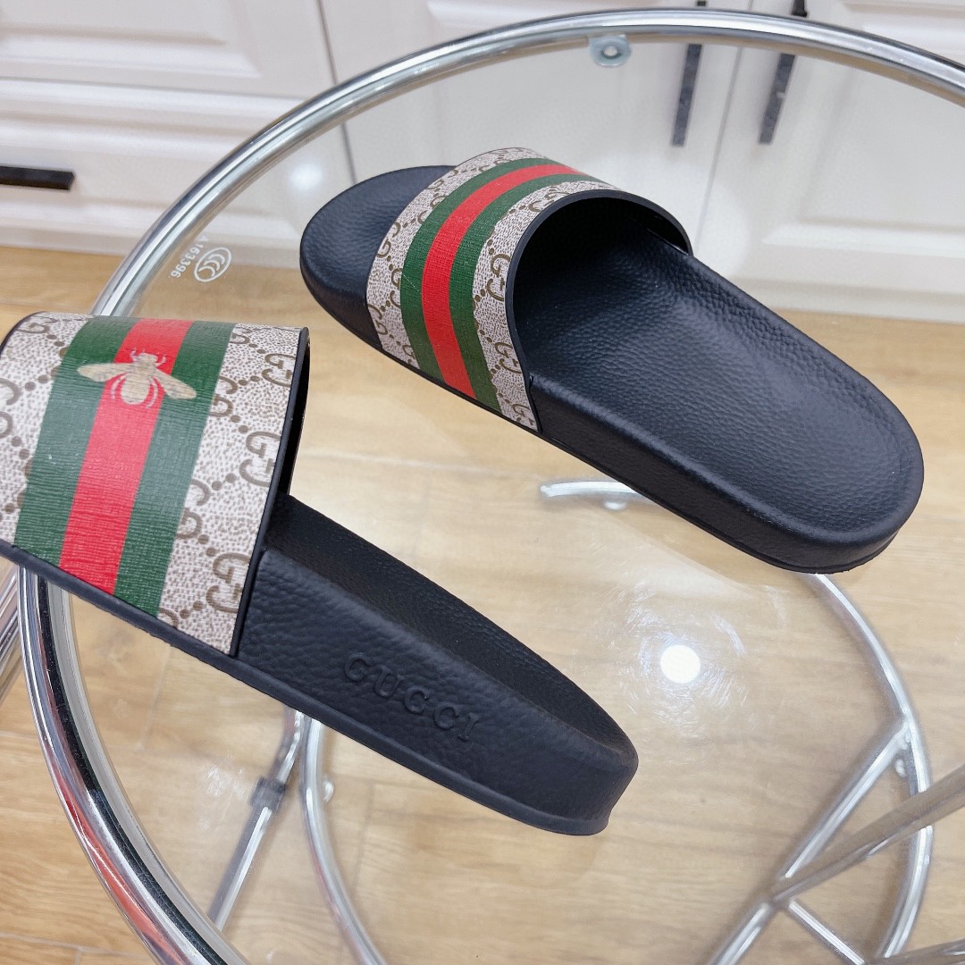 Gvc*1 Women’s GG Slide Sandal With Bee Web Black For Women 407345