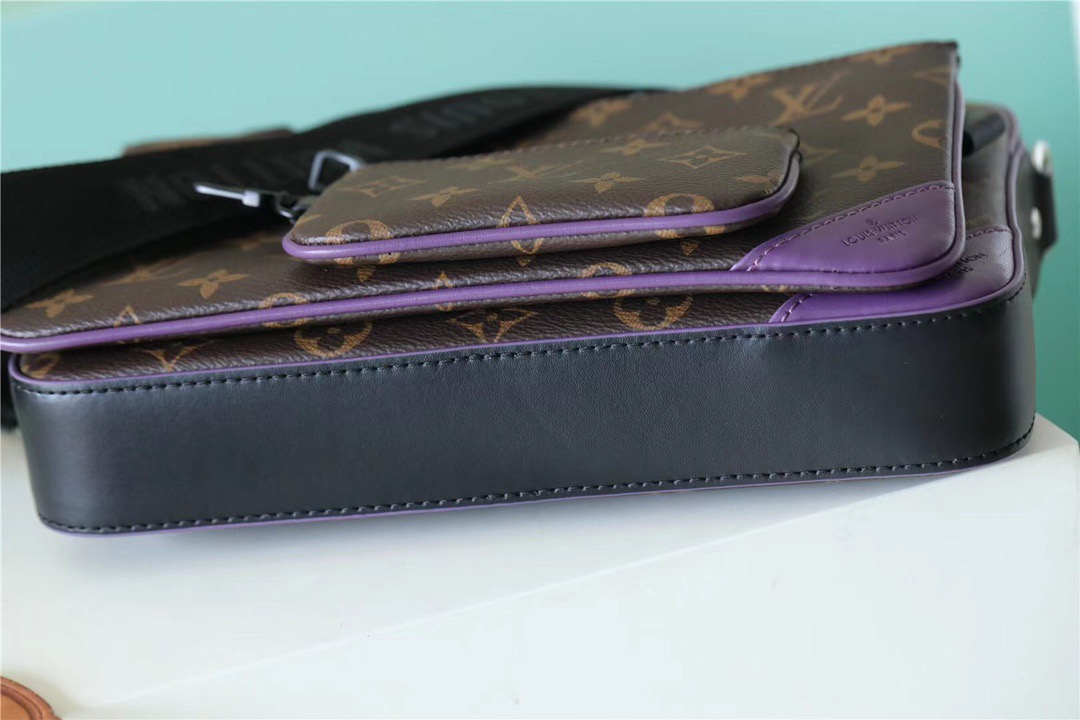 L0vis Vvtt0n Trio Messenger Monogram Macassar Canvas By Virgil Abloh’s Purple For Men, Men’s Bags, Shoulder And Crossbody Bags 9.5in/25cm LV M46266