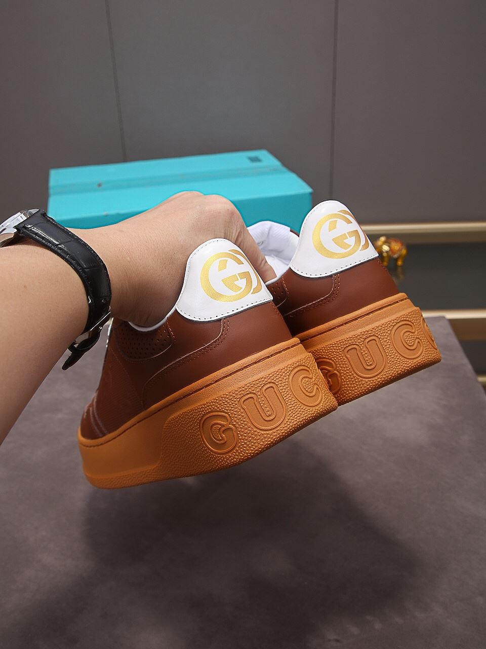 Gvc*1 Men’s GG Embossed Sneaker Brown For Men 669582