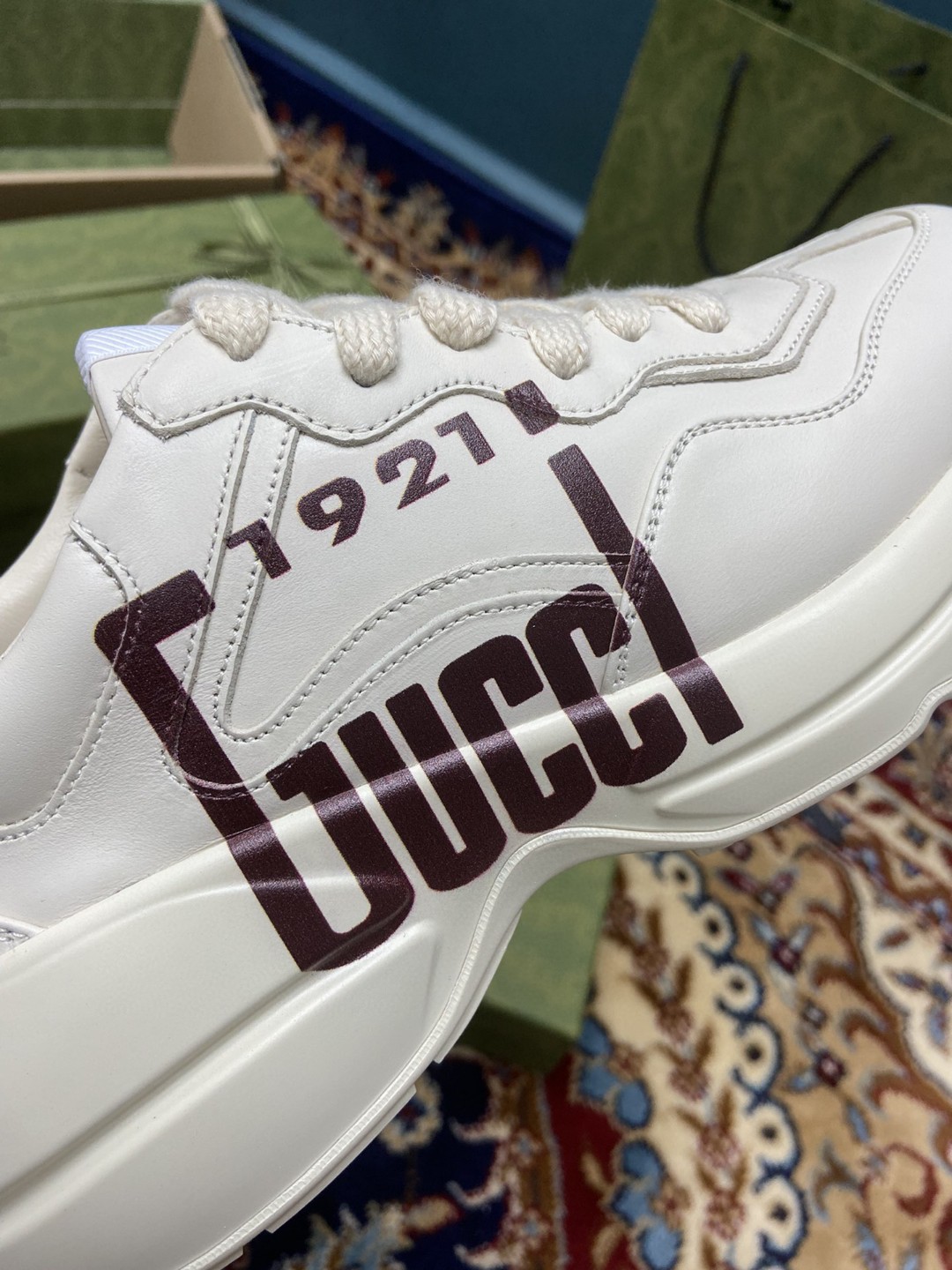 Gvc*1 Women’s Rhyton Sneakers With Logo 1921 Gvc*1 White Ivory For Women ‎684896 DRW00 9522