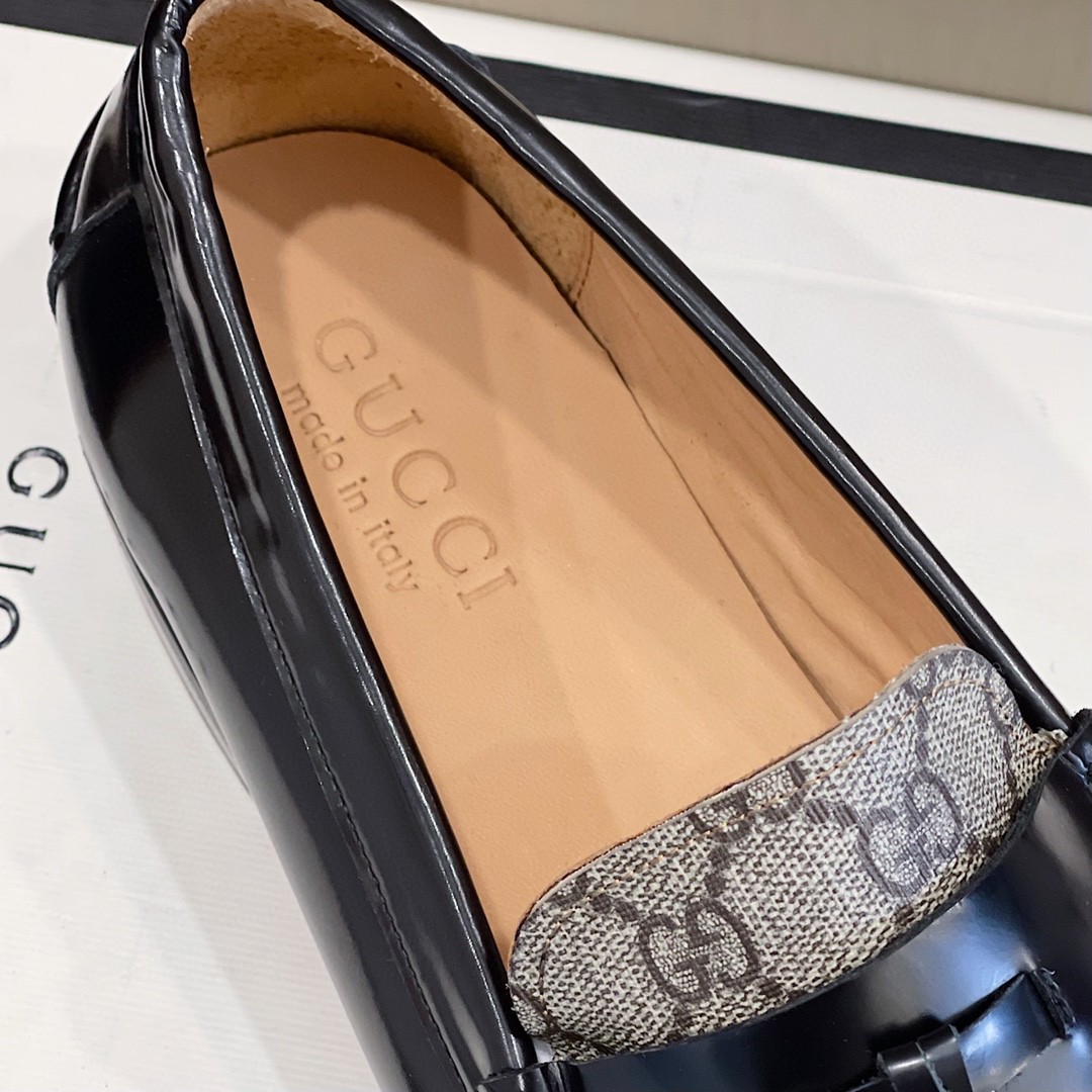 Gvc*1 Men’s GG Loafers Horsebit With Tassel Black And Beige For Men 673817 17X30 1063