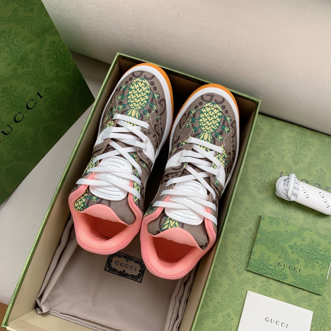 Gvc*1 Men’s Basket Sneaker Print Pineapple Brown Pink For Men 661301
