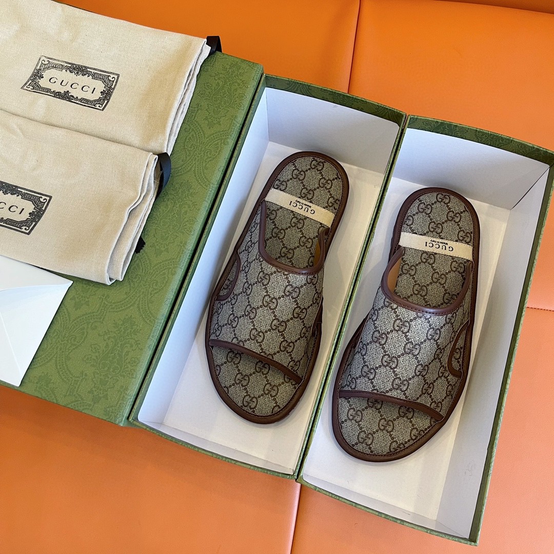 Gvc*1 Men’s GG Svp*me Slide Sandal Brown And Beige For Men ‎624879 96G60 9762