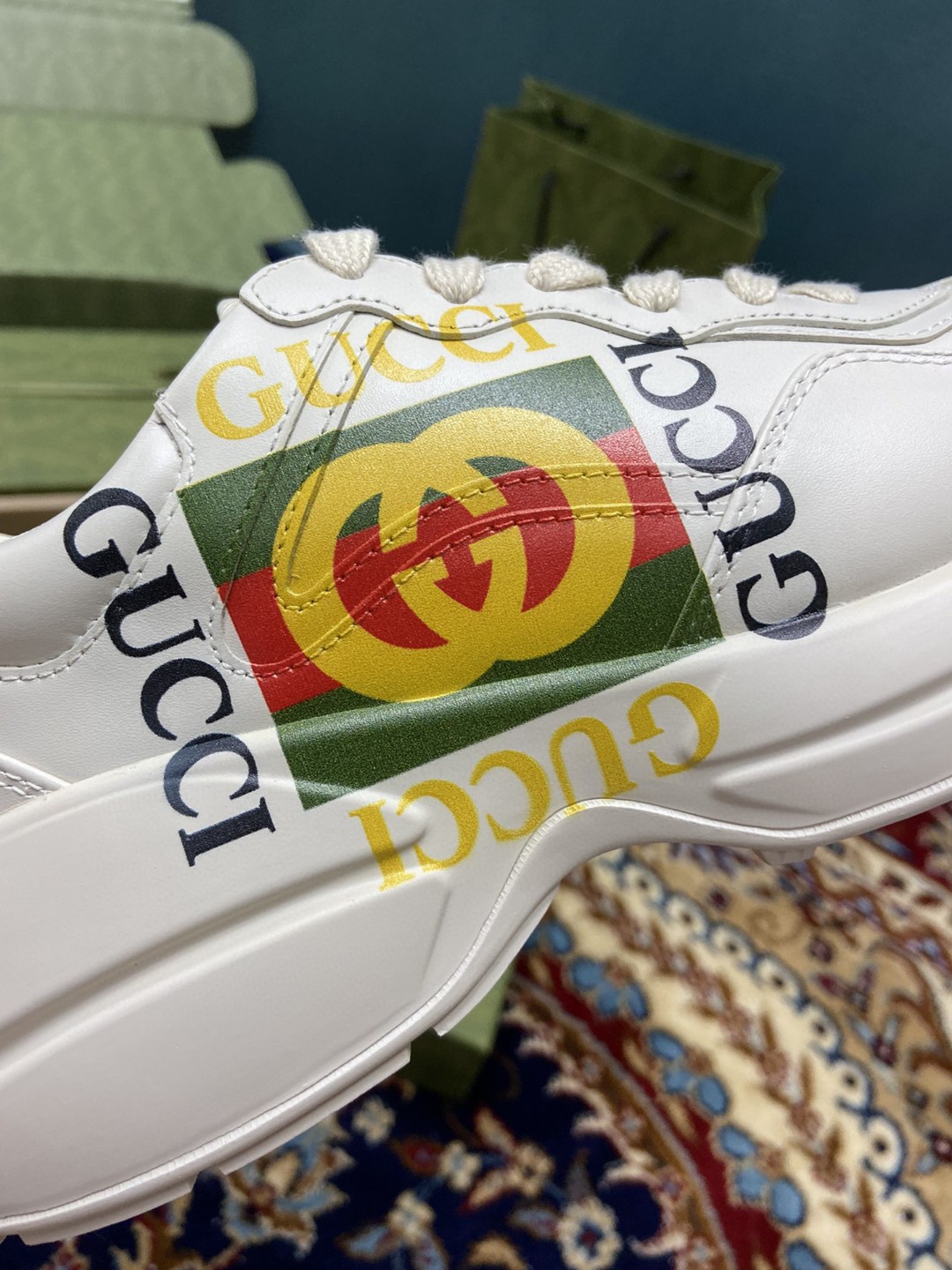 Gvc*1 Men’s Rhyton Sneakers With Logo Gvc*1 White Ivory For Men 500878 DRW00 9522