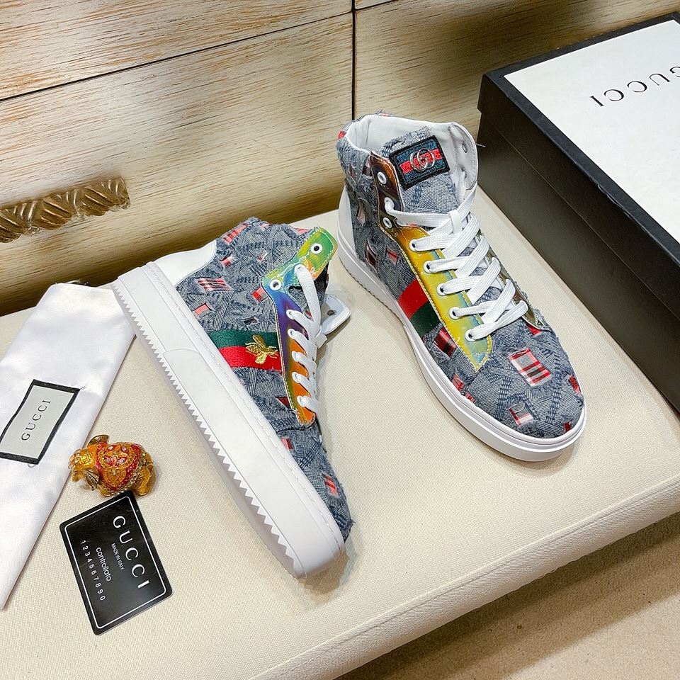 Gvc*1 Men’s Basket Jean’s High Top With Bee Sneaker Blue For Men