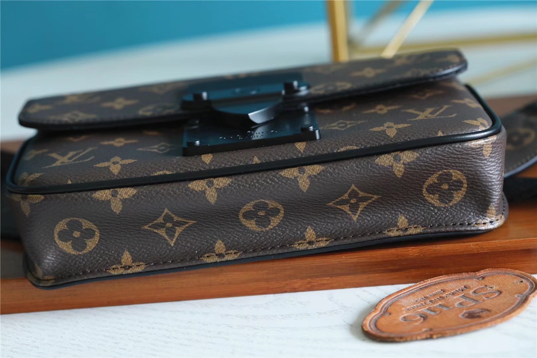 L0vis Vvtt0n S-Lock Sling Monogram Macassar Black For Men, Men’s Bags, Crossbody Bags 8.3in/21cm LV M45807