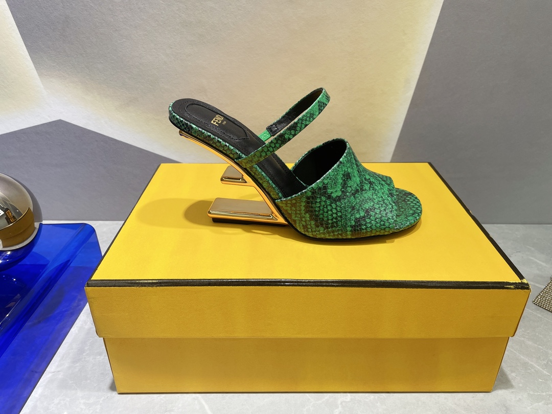 F**di First Green Python High-Heeled Sandals For Women