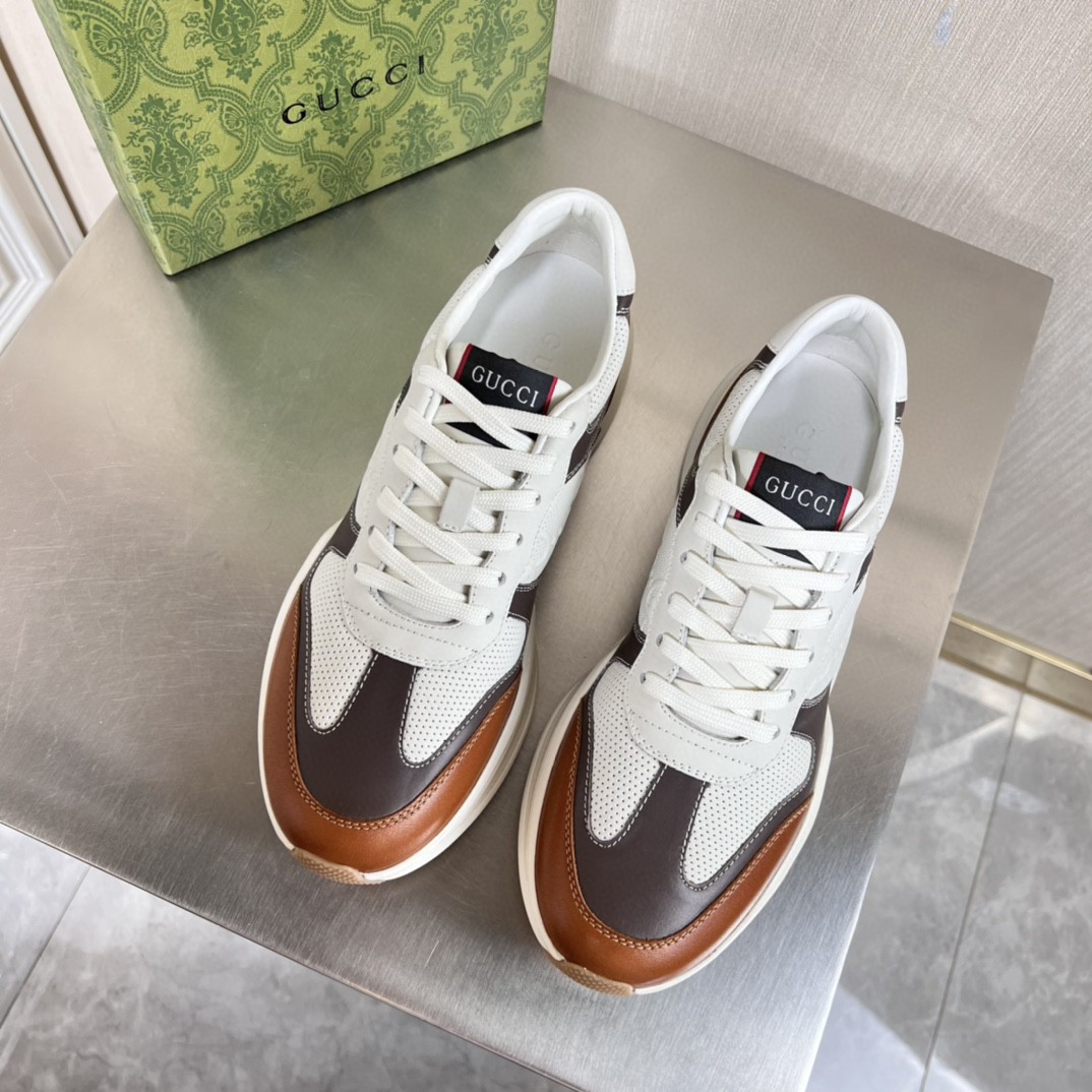 Gvc*1 Men’s GG Embossed Rhyton Sneakers Brown For Men 721750