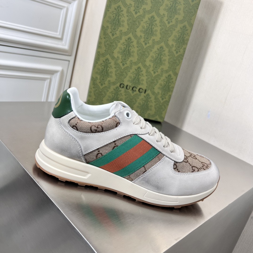 Gvc*1 Men’s GG Sneaker With Web Green For Men GG Shoes 669698