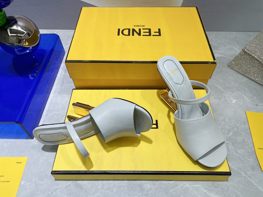 F**di First Grey High-Heeled Sandals For Women