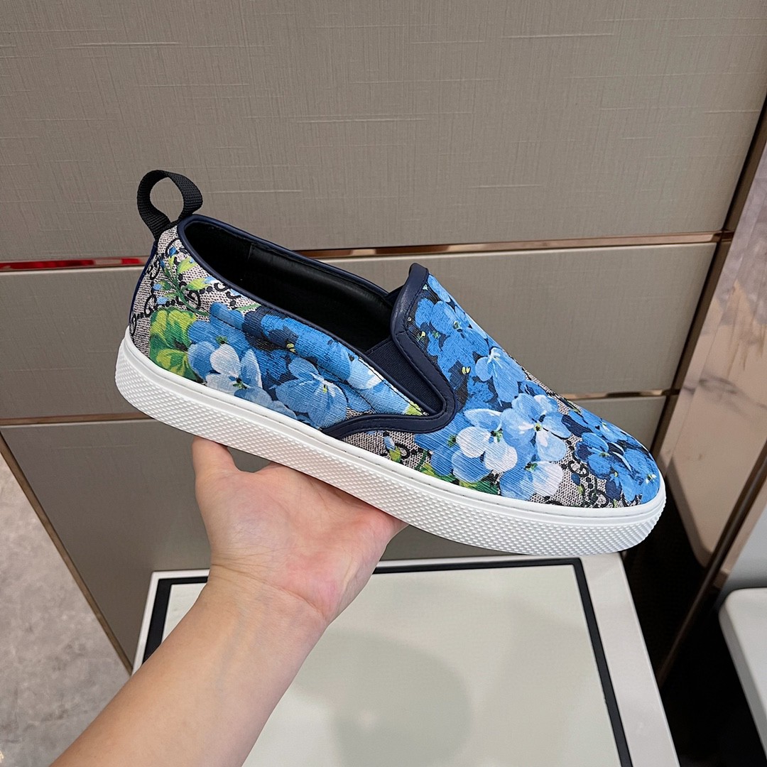 Gvc*1 Men’s GG Svp*me Canvas Slip-On Blue Flowers For Men 546152 KU2E0 8471