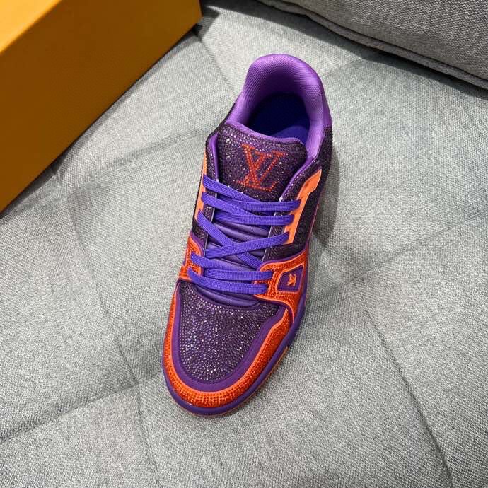 L0vis Vuittion LV Trainer Sneaker Purple For Men LV 1AA6QF