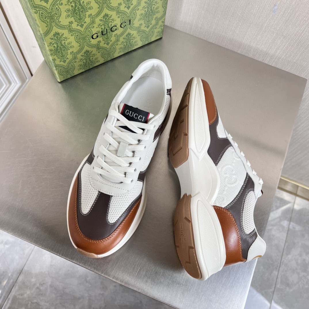 Gvc*1 Men’s GG Embossed Rhyton Sneakers Brown For Men 721750