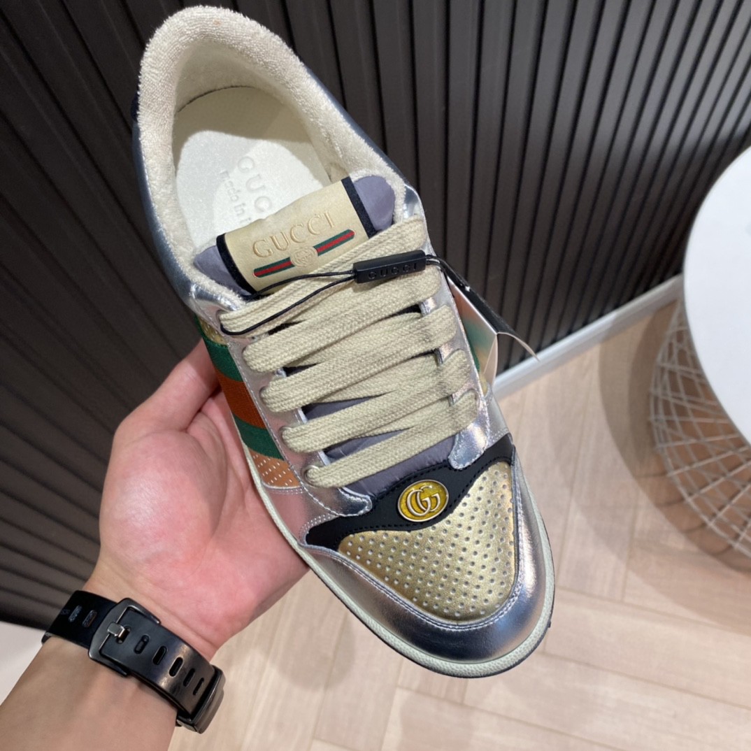 Gvc*1 Men’s Screener Low Top Sneakers Silver Gold For Men 627833 1TR20 8162