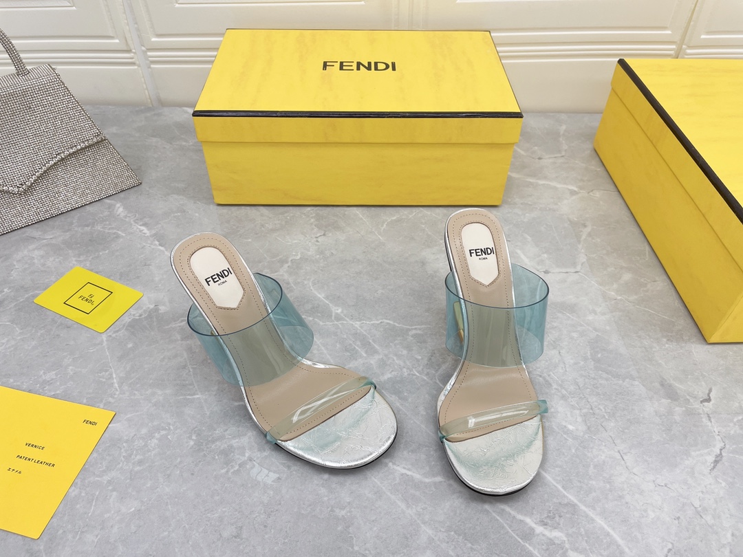 F**di First Blue Transparent High-Heeled Sandals For Women