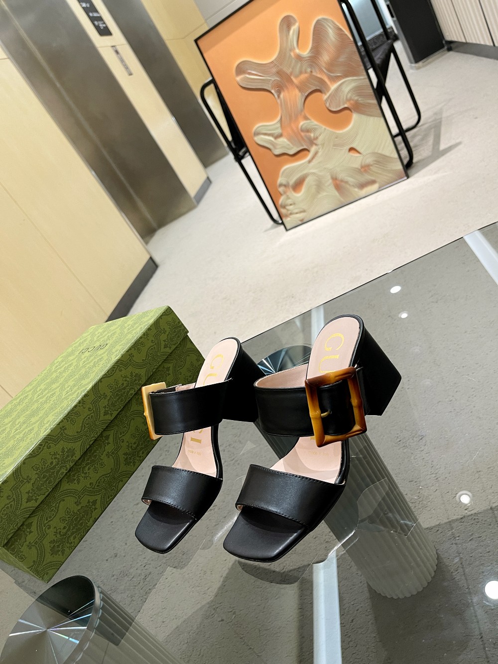 Gvc*1 Women’s Sandal With Bamboo Buckle Black For Women GG