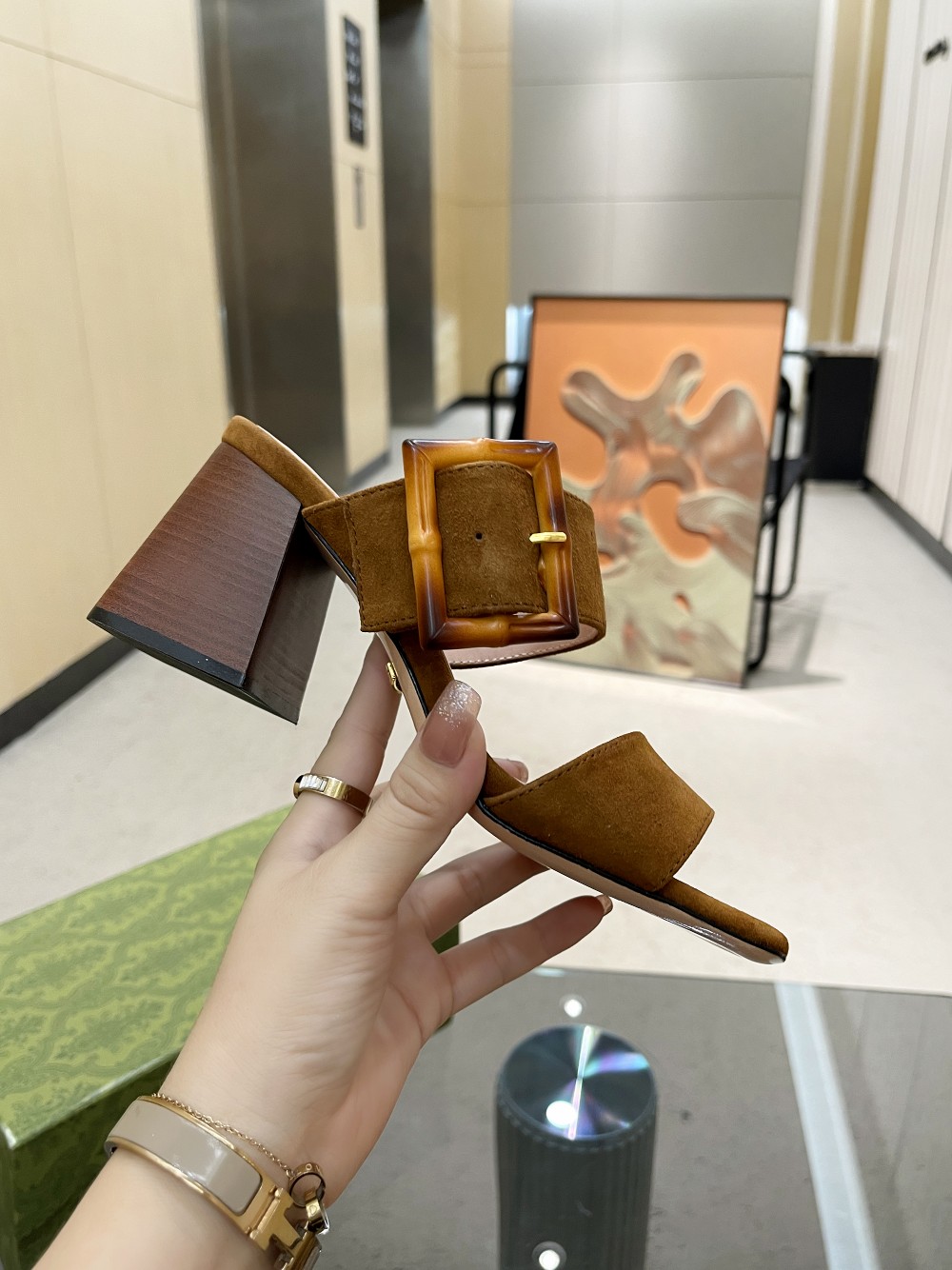 Gvc*1 Women’s Sandal With Bamboo Buckle Brown For Women GG