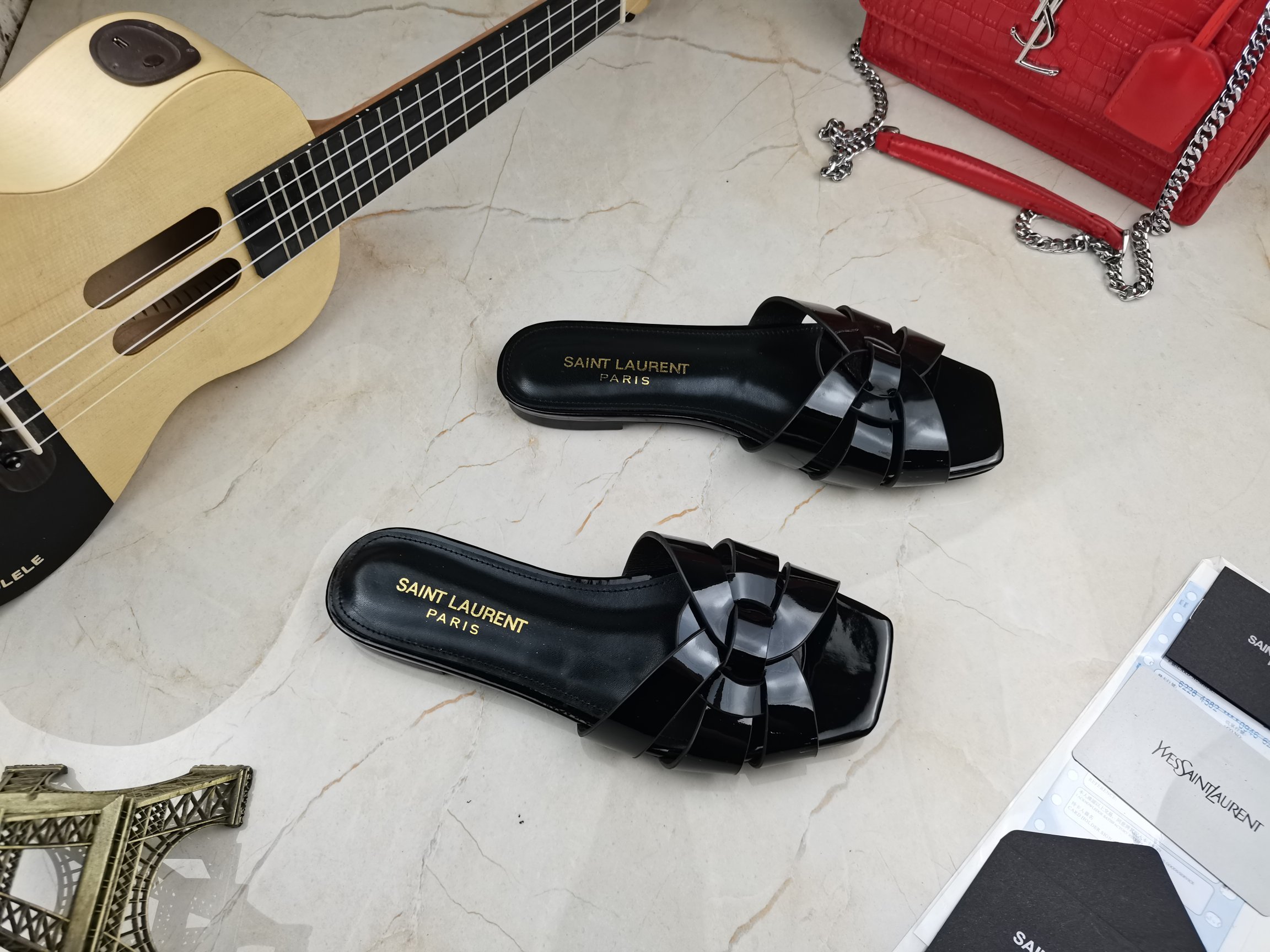 Sa1nt Lau*nt Women’s Tribute Flat Mules Black For Women Y51 571952B8I001000