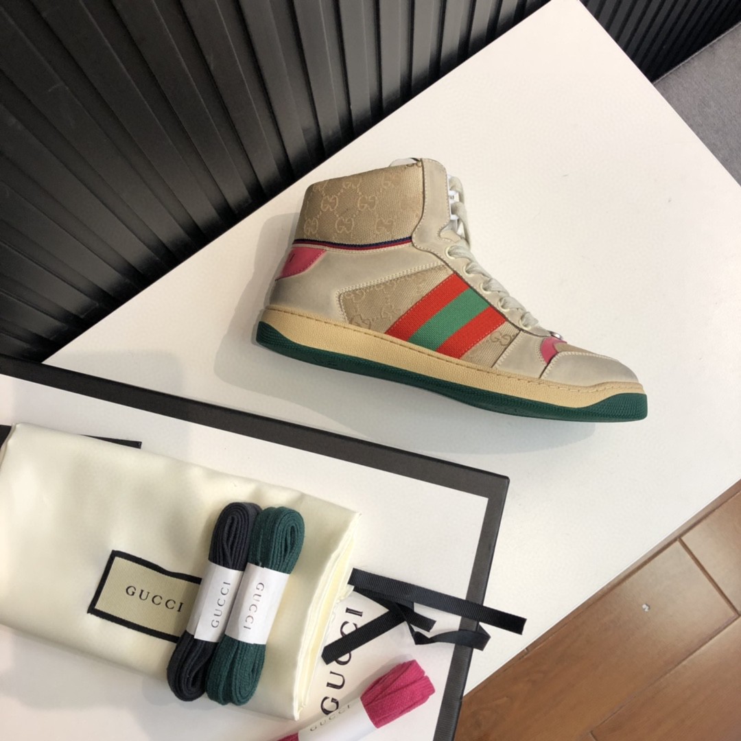 Gvc*1 Men’s Screener GG Distressed High Top Off-White Pink For Men 5637309